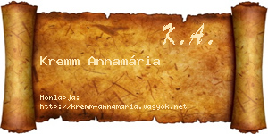 Kremm Annamária névjegykártya